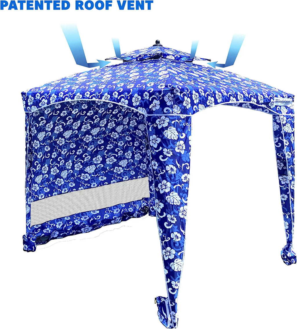 Beach Cabana Tent Shelter 2-3 Person Pop Up Canopy Umbrella Blue Flowers Z961561