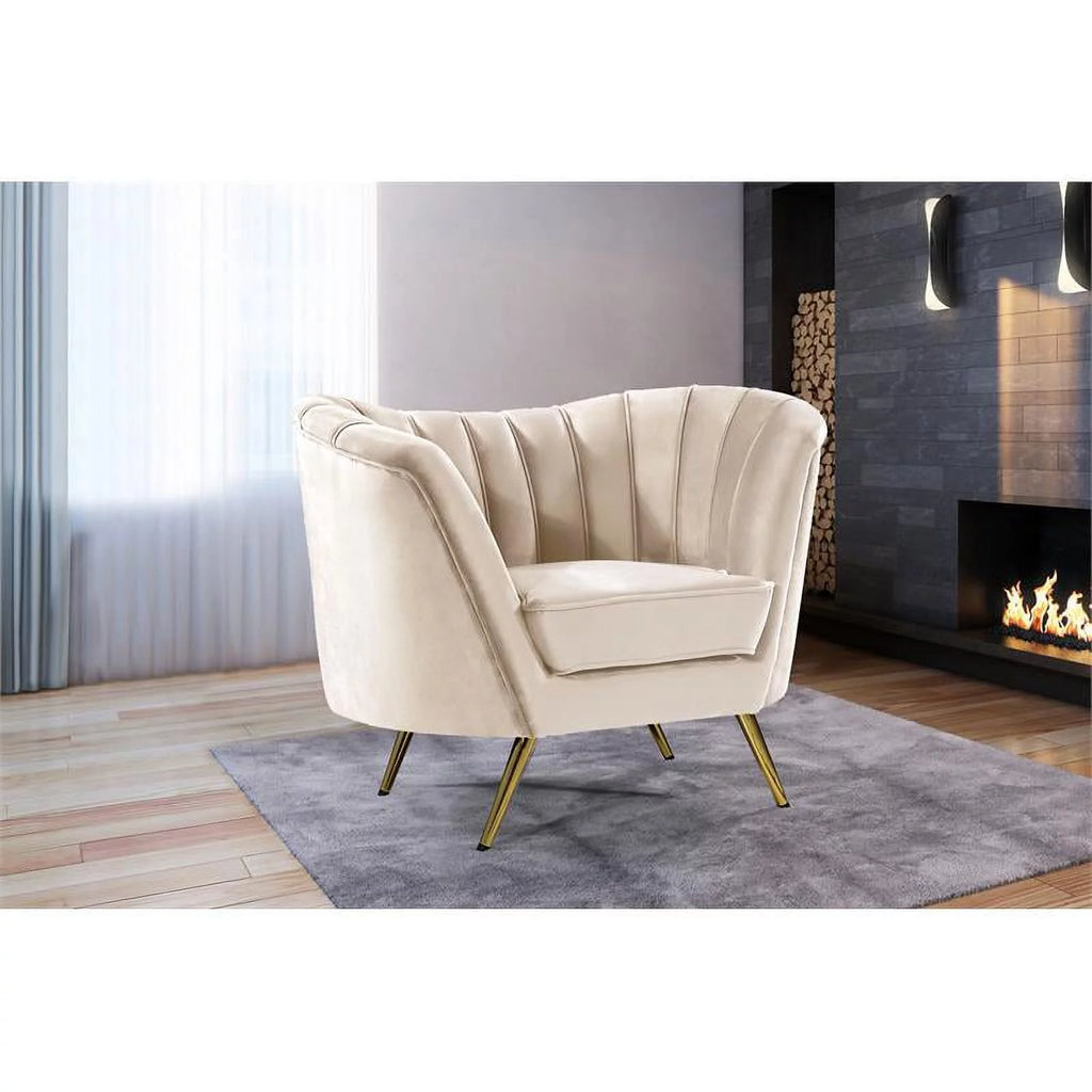 Cream and Gold Accent Chair and Chaise H248