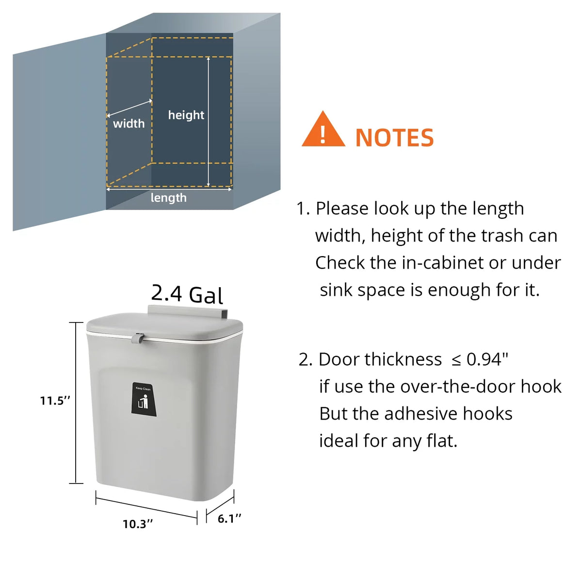 2.4 Gal Hanging Trash Can with Lid P50346