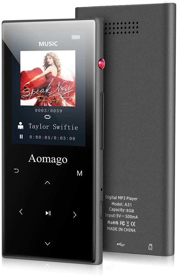 MP3 Player with Bluetooth 4.1 Built in Speaker, 2.4" Touch Screen, 16GB SD Card S633683