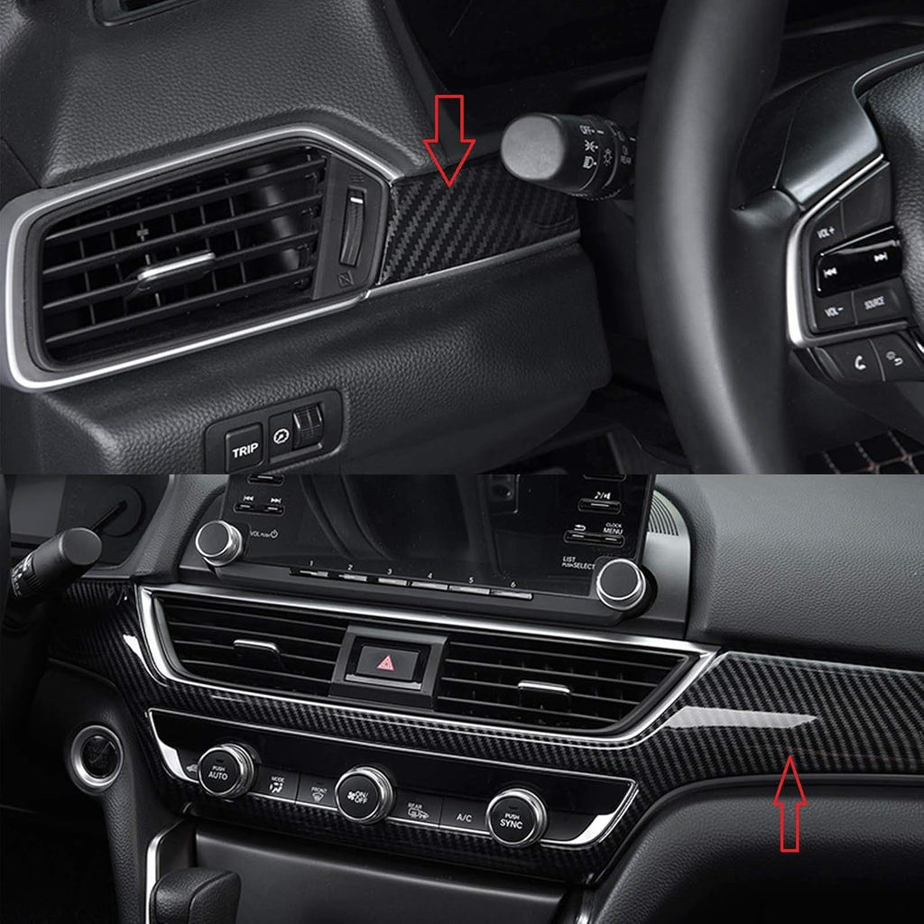 2pcs Carbon Fiber Pattern Console Dashboard AC Switch Button Panel Cover Trim Y628