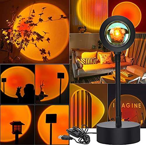 Sunset Lamp with Remote Control, 16 Colors Night Light 180° Rotation J3937