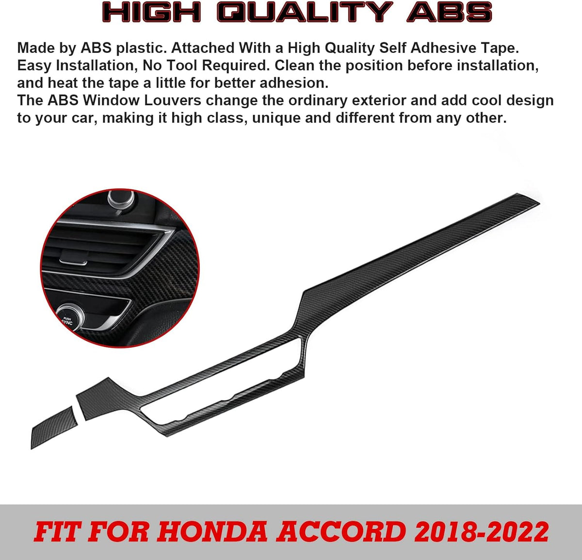 2pcs Carbon Fiber Pattern Console Dashboard AC Switch Button Panel Cover Trim Y628