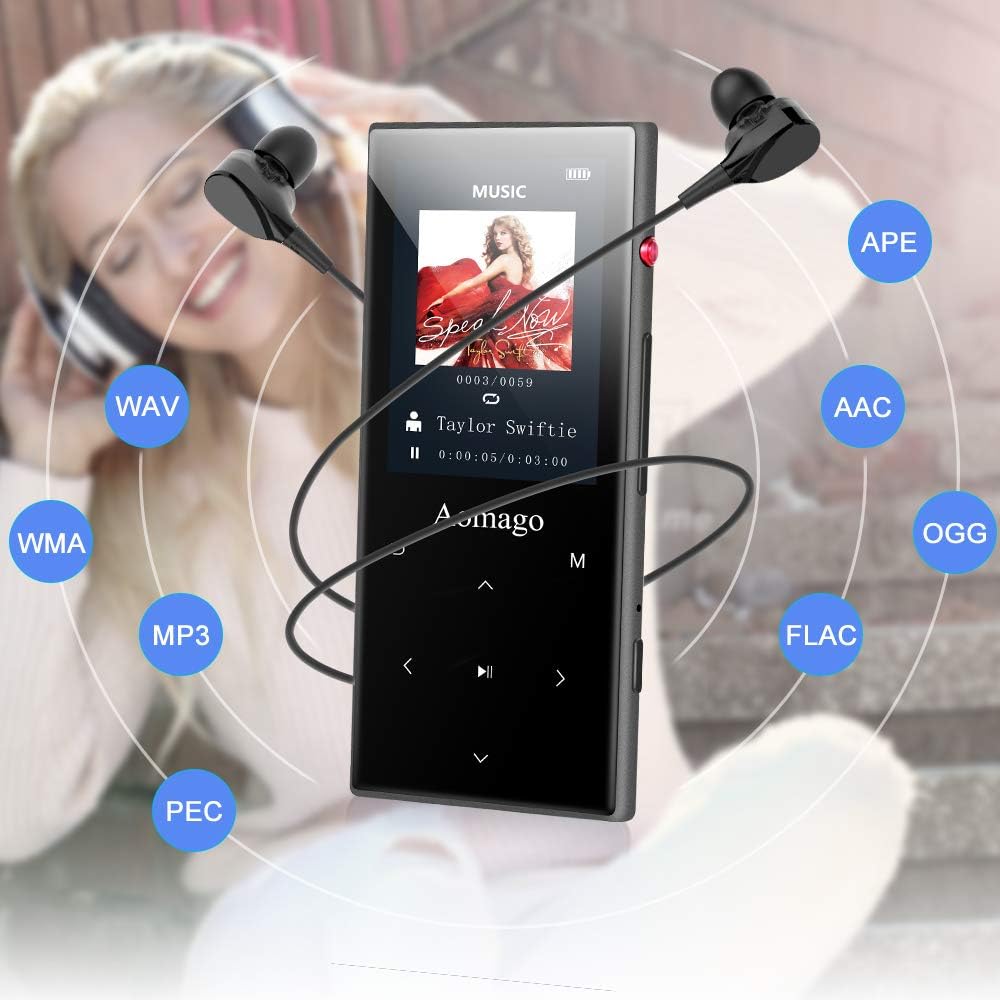MP3 Player with Bluetooth 4.1 Built in Speaker, 2.4" Touch Screen, 16GB SD Card S633683