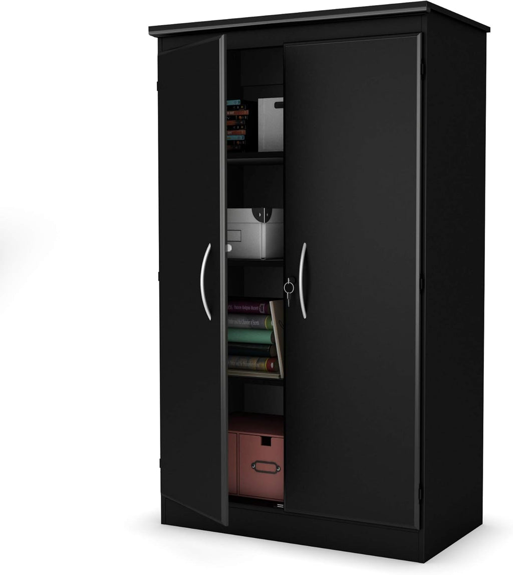 Black 2-Door Storage Cabinet with Adjustable Shelves C41959