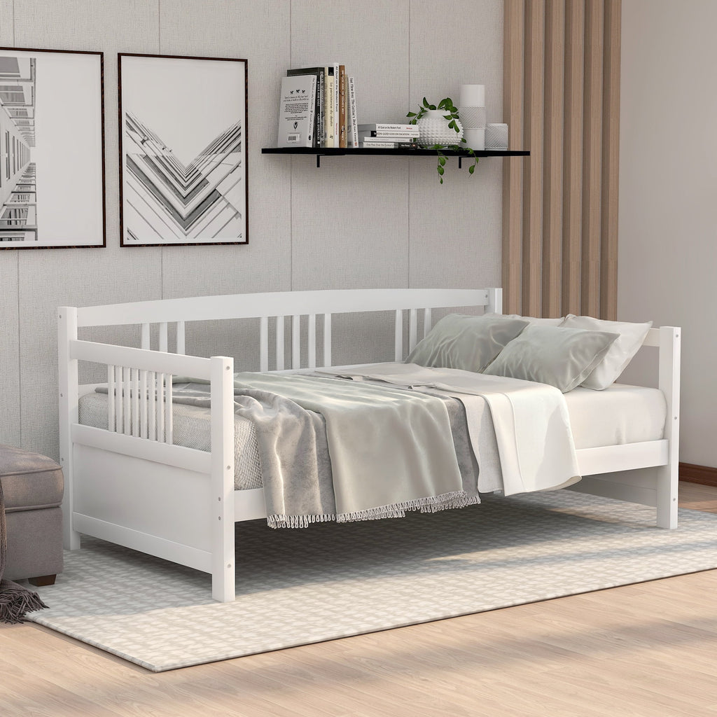 Solid Wood Daybed Twin Size White B7931