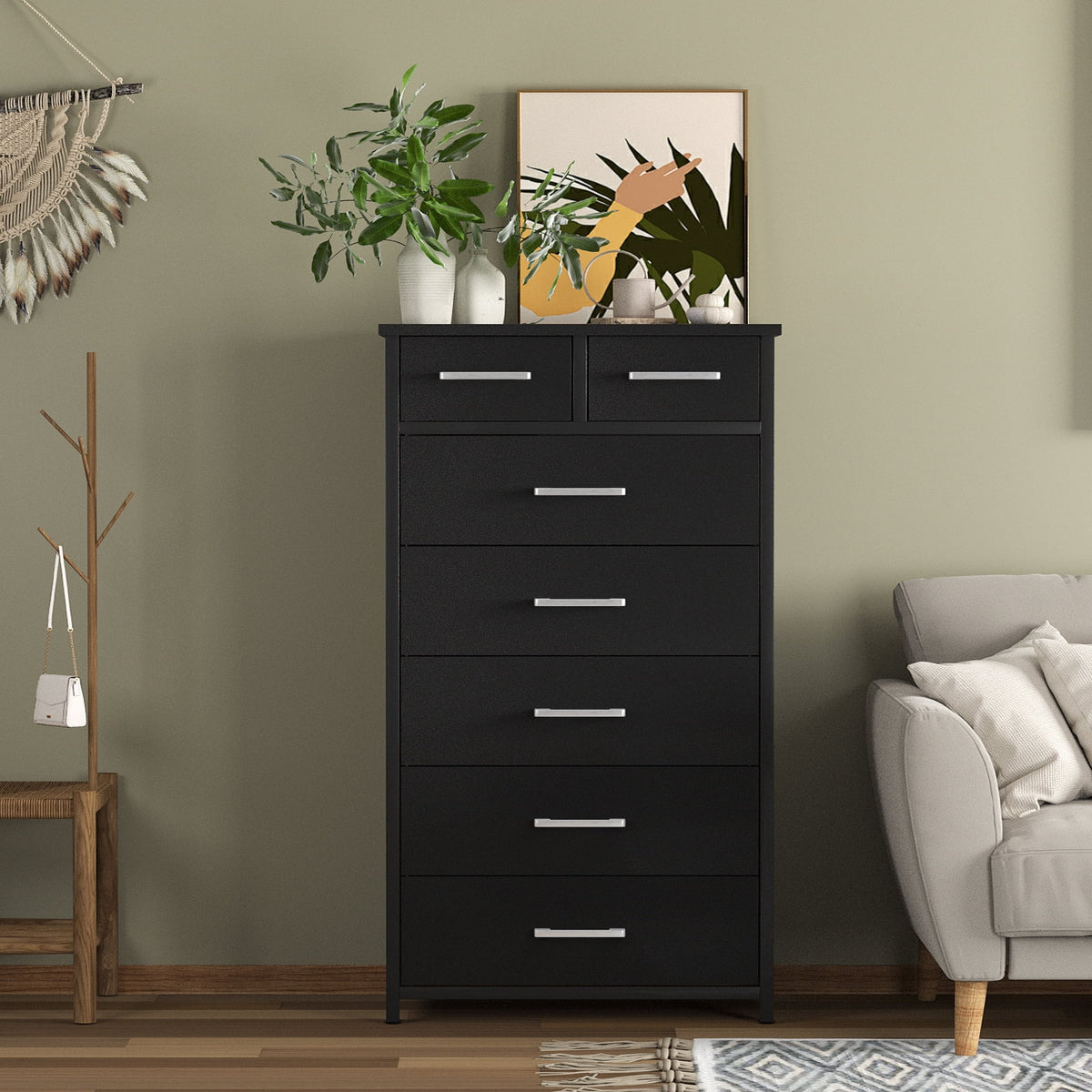 7 Drawer Tall Dresser with Metal Frame V512090