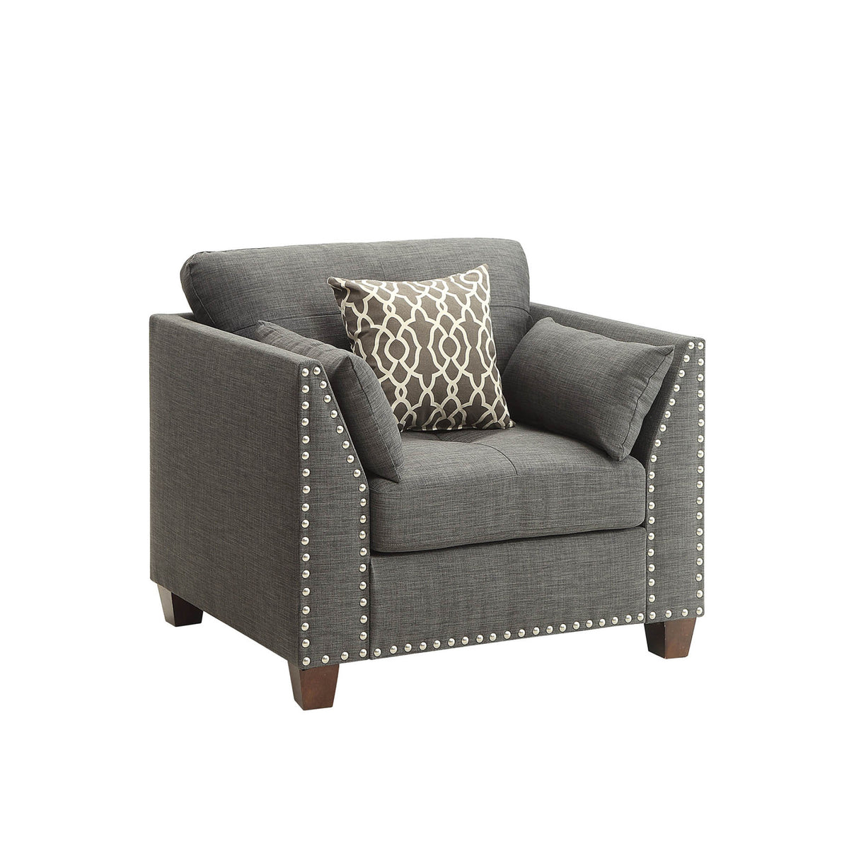 Laurissa Chair & 3 Pillows in Light Charcoal Linen Z8325