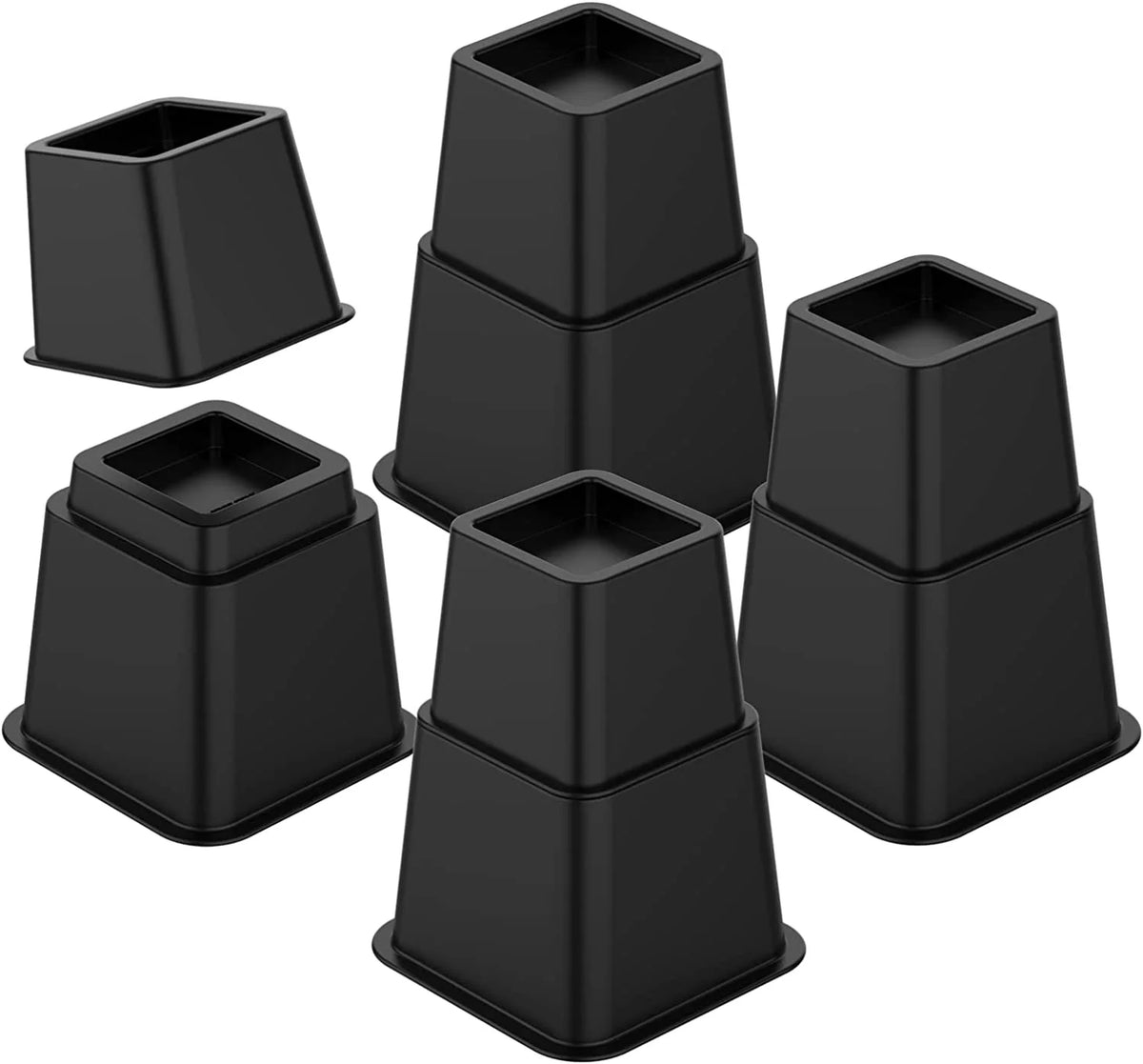 Black 8 Pack Plastic Bed Risers L13195