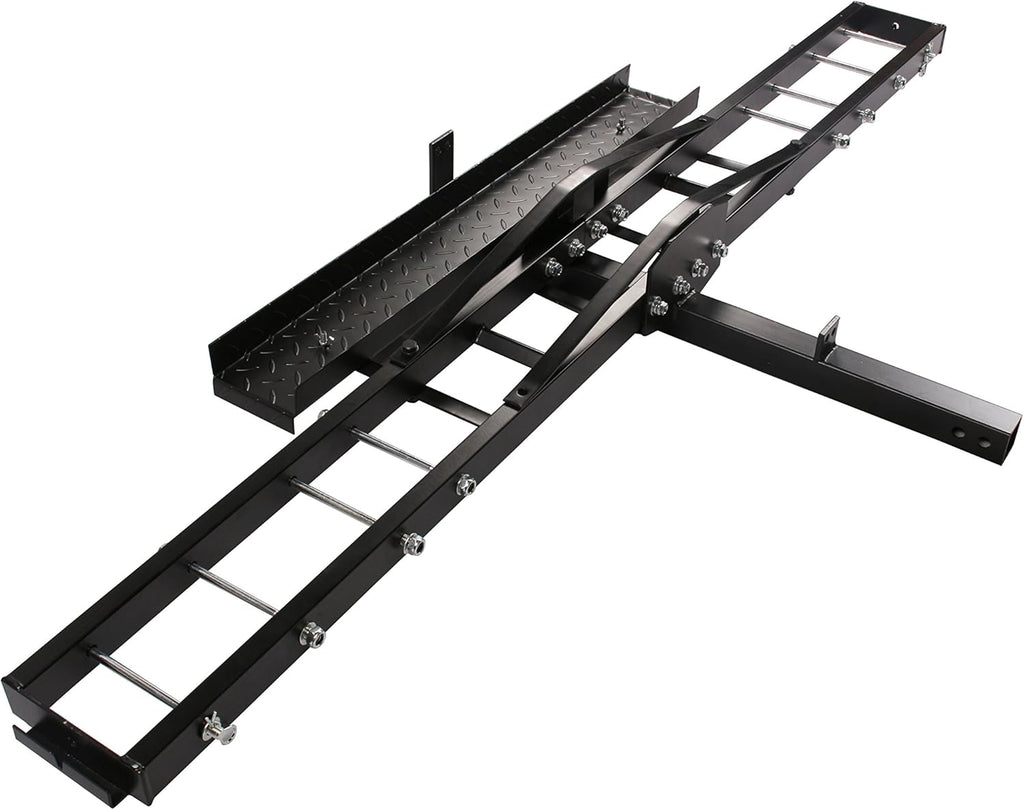 500-Pound Heavy Duty Motorcycle Carrier Hitch Rack with Loading Ramp E3514