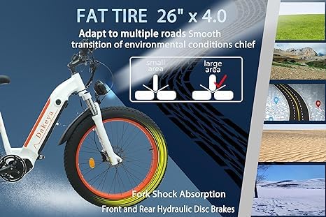 Electric Bike, 1000W Brushless Motor, 48V 15AH Removable Battery, 26" x 4.0 Fat Tire, 7-Speed Gear, LCD Digital Display J54537