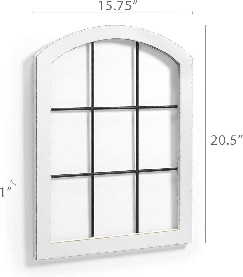 Rustic Wood and Metal Window Frame Wall Decor, White (2) Q718
