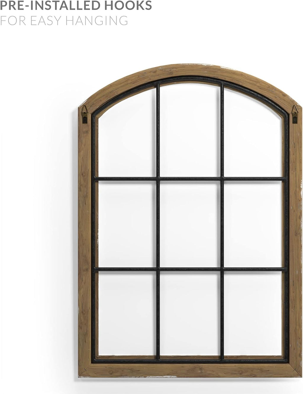 Rustic Wood and Metal Window Frame Wall Decor, White (2) Q718
