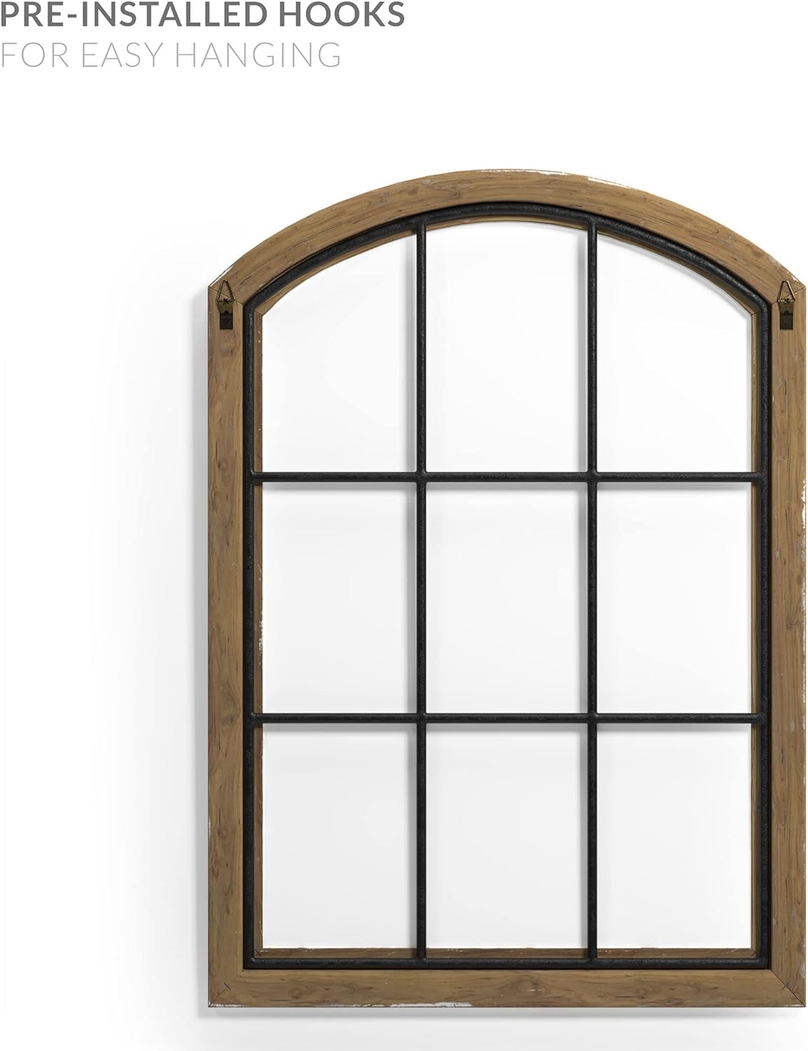 Rustic Wood and Metal Window Frame Wall Decor, White (2) Q718