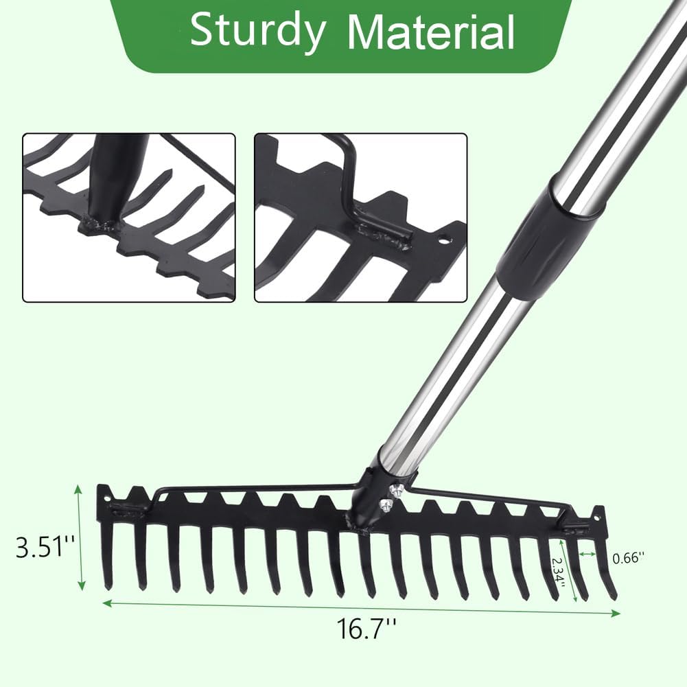 62-Inch Metal Bow Rake with 17 Steel Tines U594239