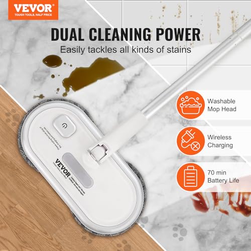 Cordless Electric Spin Mop with Dual Spinning Mop Heads, 4 Microfiber Pads & 2 Floor Scrubber Pads H602577