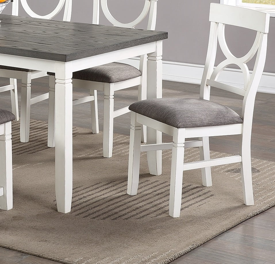 White 6pc Dining Set Round Table 4 Chairs Bench O413