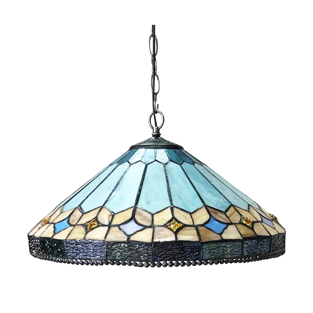 Tiffany-Style Stained Glass Ceiling Pendant 18" Height K835