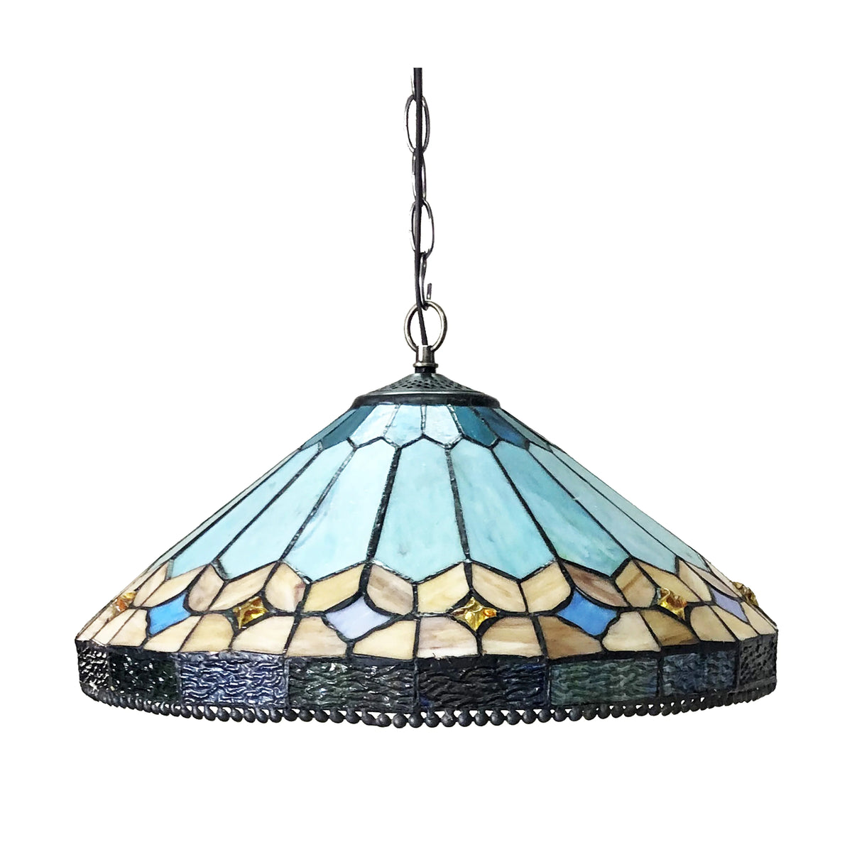 Tiffany-Style Stained Glass Ceiling Pendant 18" Height K835
