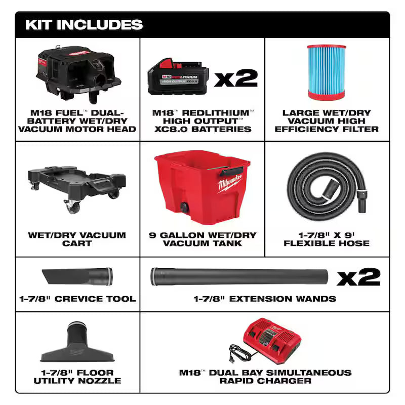 9 Gal. Cordless Wet/Dry Shop Vacuum Kit with Brush and Crevice Tools G353