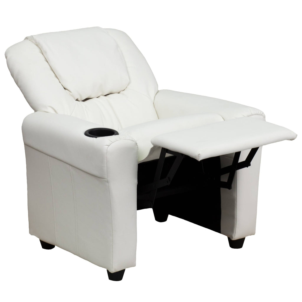 Turquoise Vinyl Kids Recliner with Cup Holder and Headrest Z787
