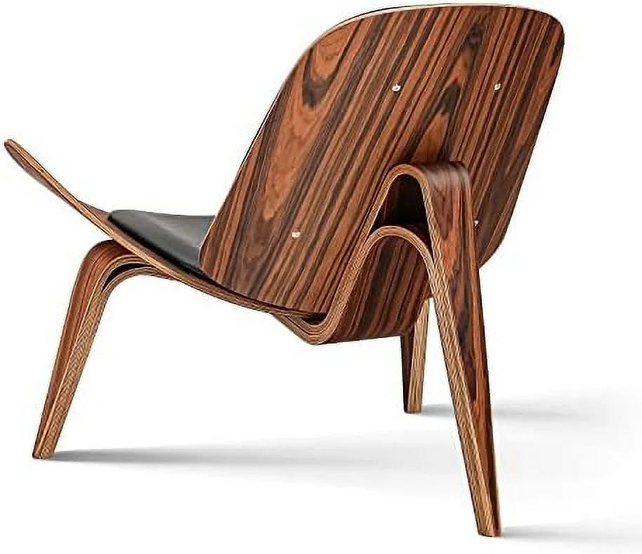 Mid Century Modern Shell Lounge Chair PU Leather Tripod Plywood Accent Chair B919084