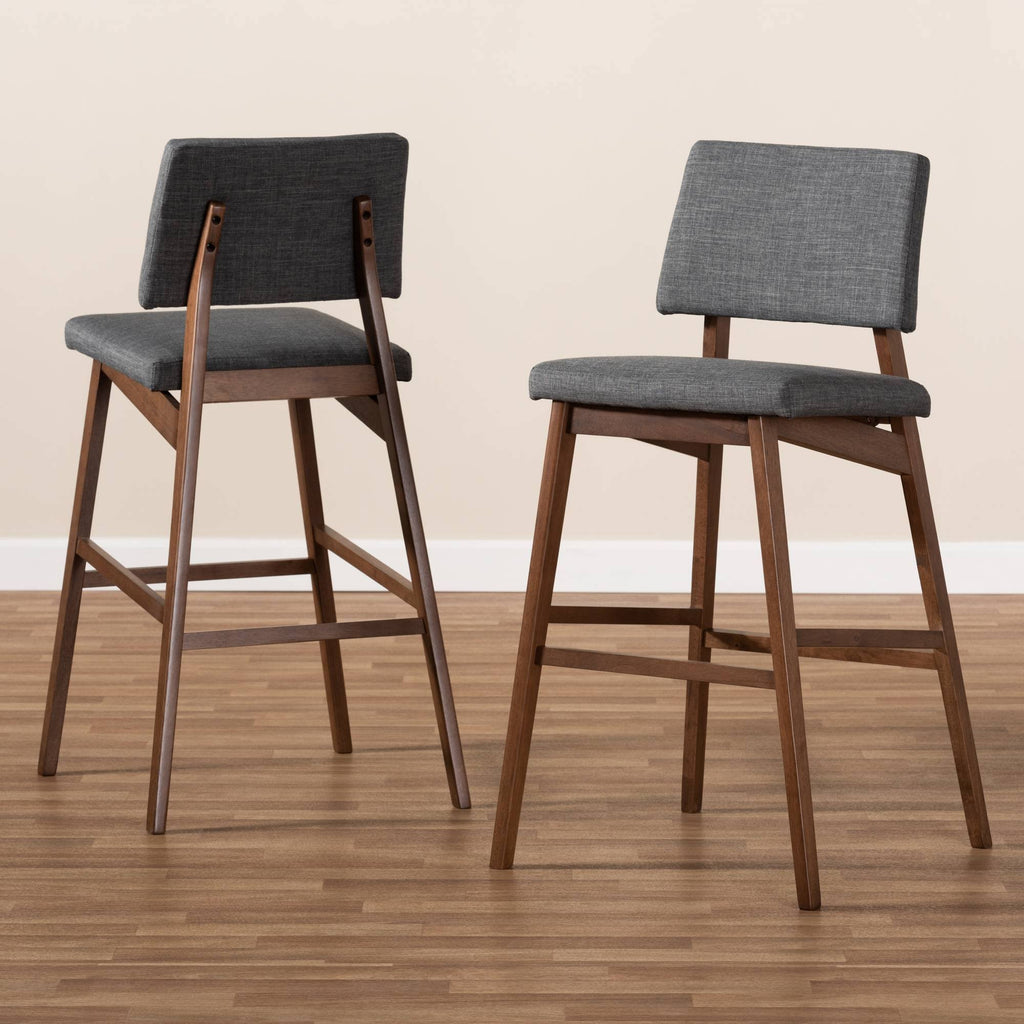 Dark Gray and Walnut Bar Stool Set of 2 X71261