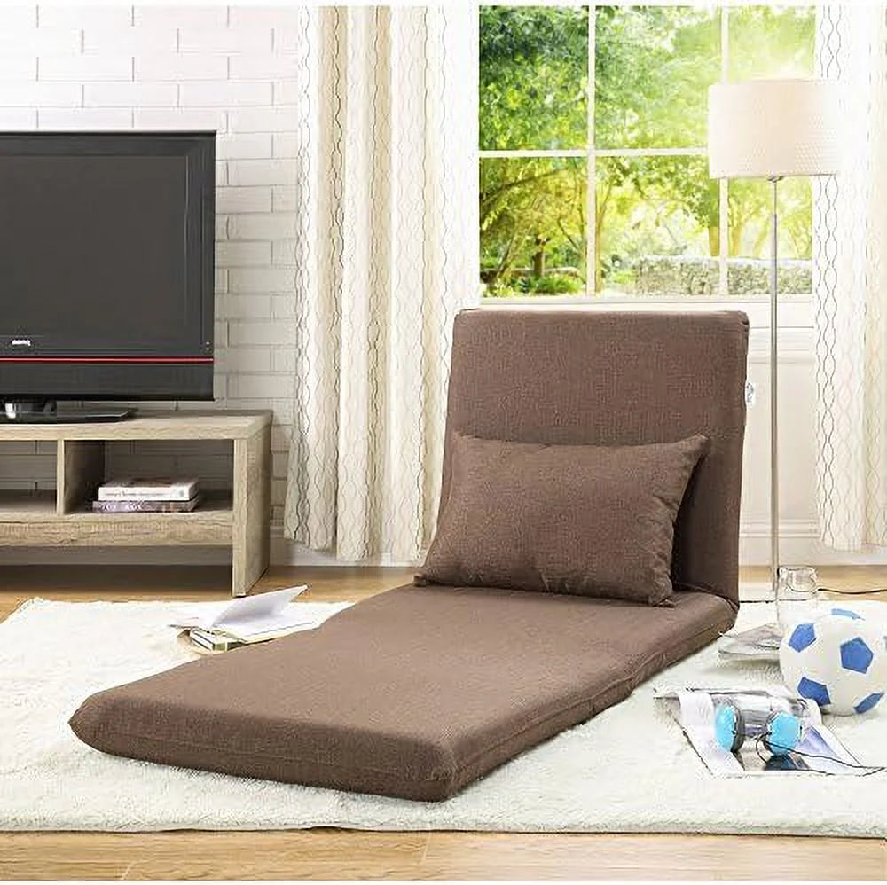 Linen Chair Beige 5-Position Adjustable Sofa Q10274