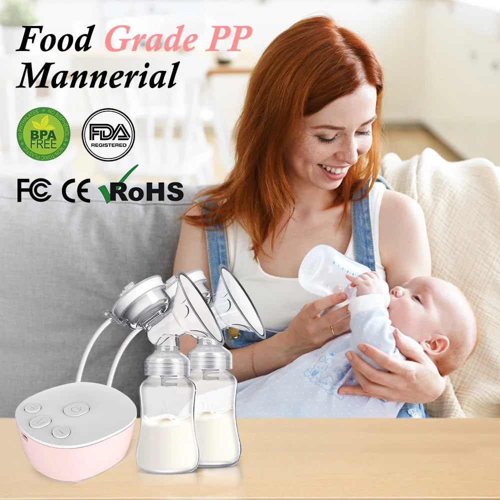 Double Electric Breast Pump, Portable Anti-Backflow 3 Modes 9 Levels, Pink M237