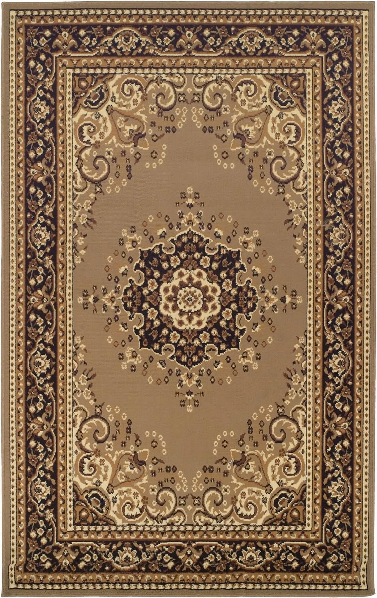 Brown 4' X 6' Floral Vines Area Rug X224