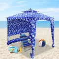 Beach Cabana Tent Shelter 2-3 Person Pop Up Canopy Umbrella Blue Flowers Z961561
