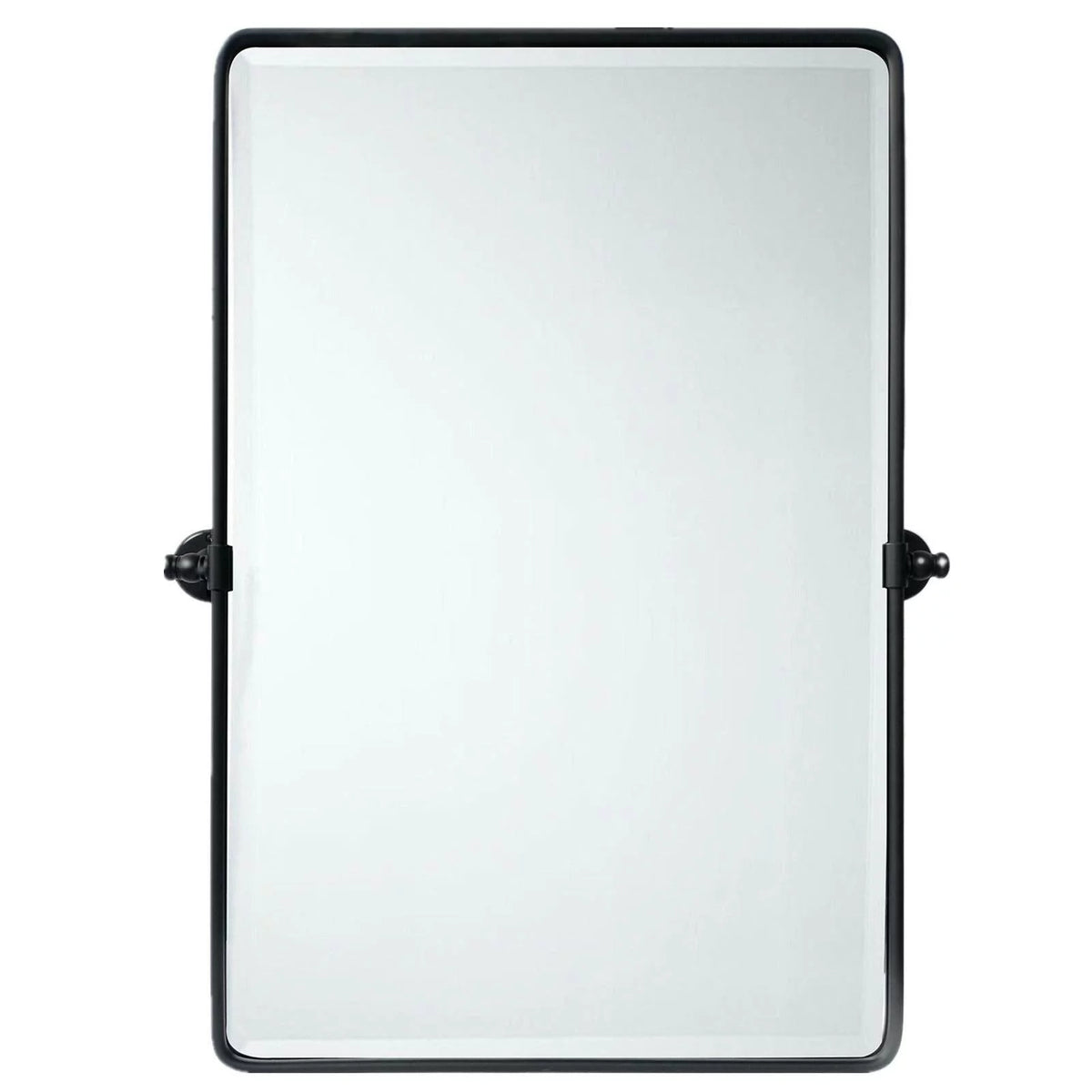 Black Metal Framed Tilting Beveled Rectangle Bathroom Mirror 23x35" W831