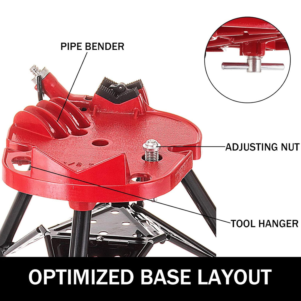 Tripod Pipe Chain Vise with Pipe Stand, Portable Foldable Steel Legs, Tool Tray W837818