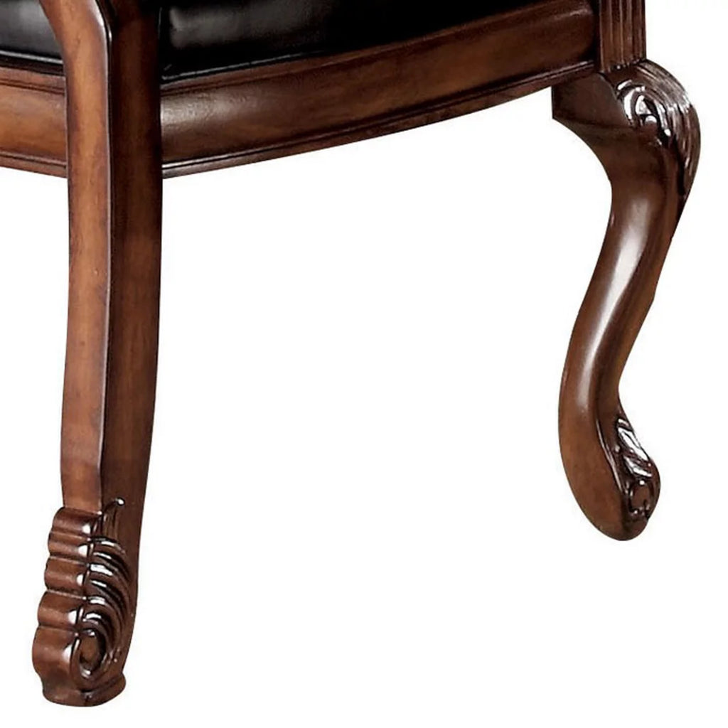 28 Inch Faux Leather Dining Chair Set of 2 Brown L995463