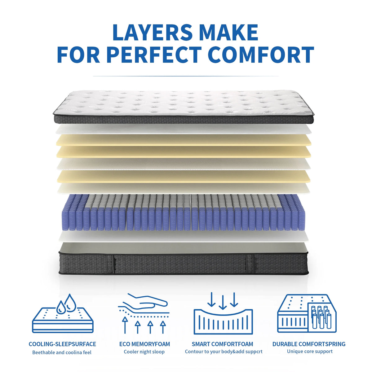12 inch Full Size Gel Memory Foam Hybrid Mattress B91146