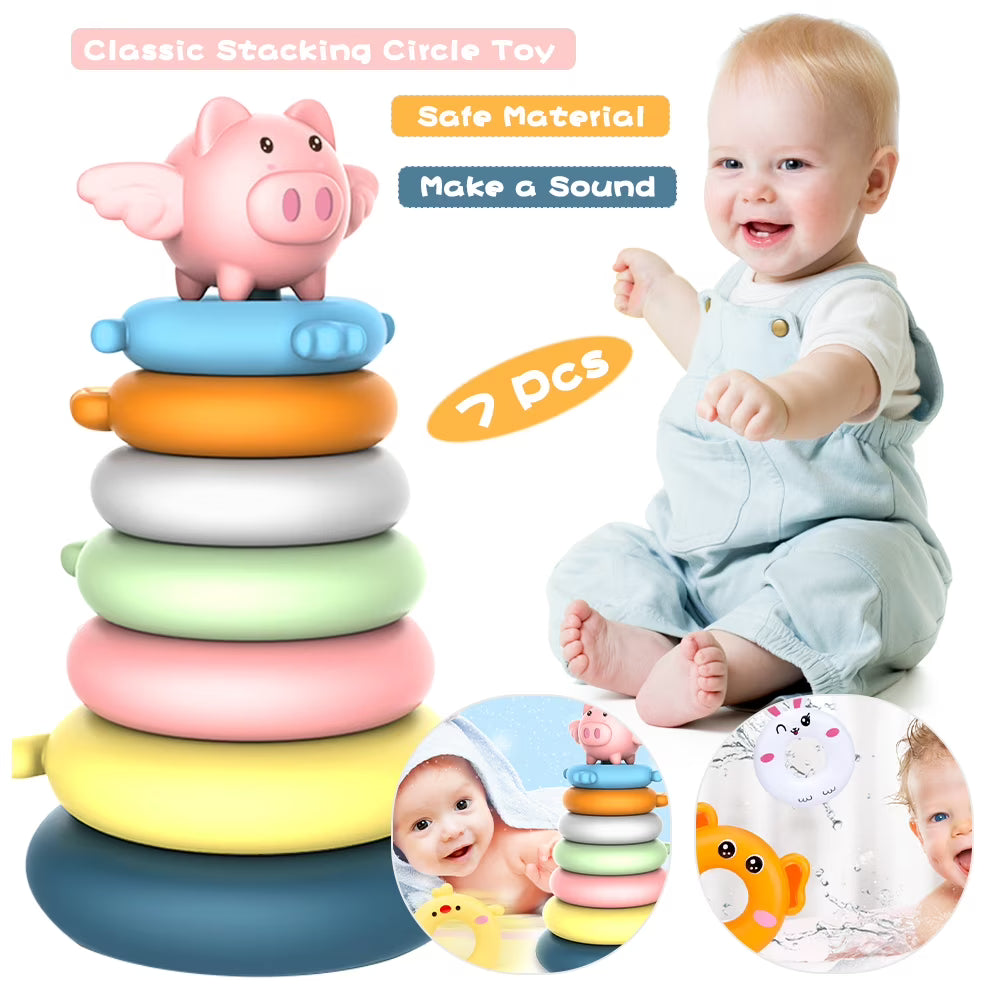 7 Pcs Soft Stacking Rings Toy Z32226