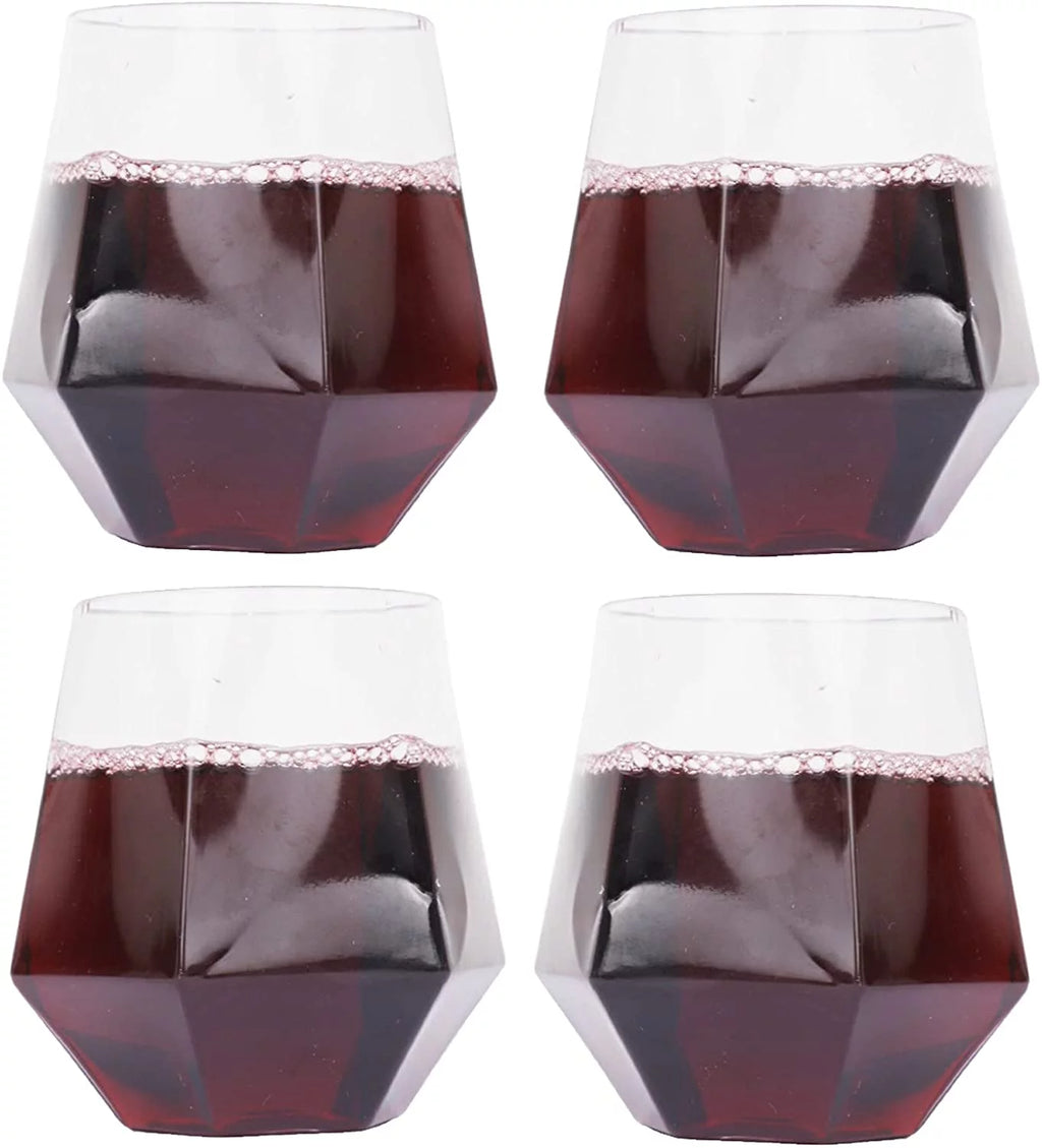 12 oz Clear Stemless Plastic Wine Glass E9233