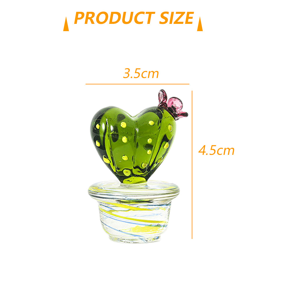 Handmade Blown Glass Cactus Figurines Desk Decorations Y5475