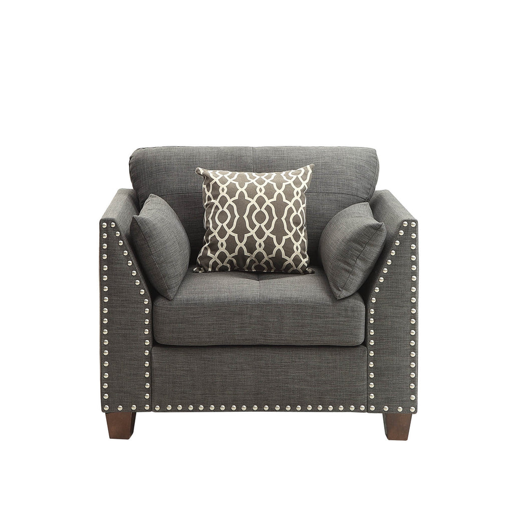 Laurissa Chair & 3 Pillows in Light Charcoal Linen Z8325