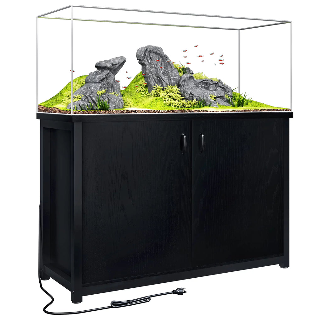 55-75 Gallon Aquarium Stand with Cabinet and Power Outlets, Black M72371