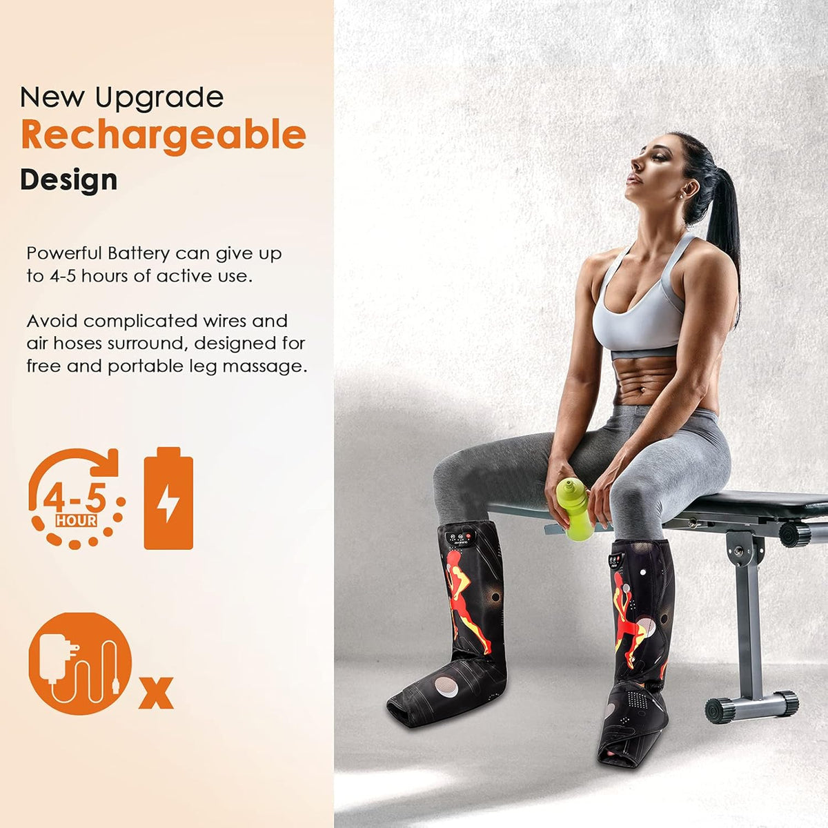 Rechargeable Air Compression Leg Massager for Foot and Calf Y13594