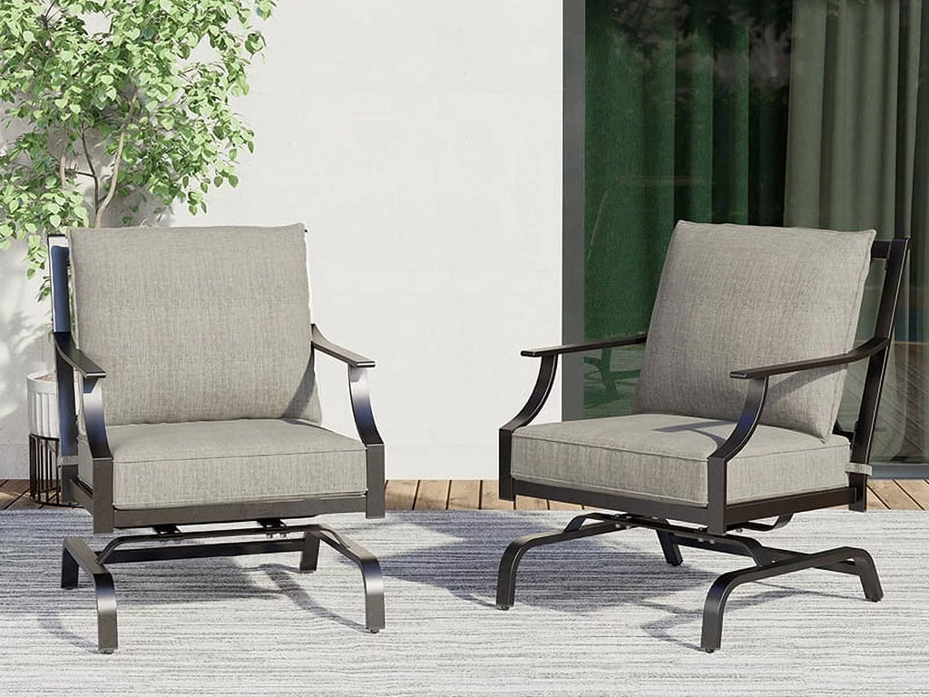 Gray Metal Rocking Chair Set of 2 F35281