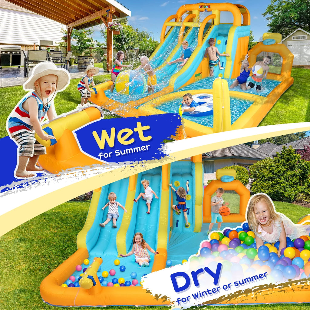 8-in-1 Inflatable Water Slide Park with Splash Pool L710454