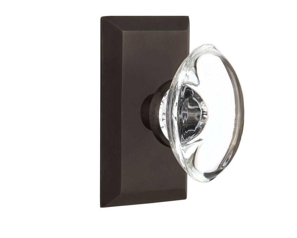 Oval Clear Crystal Glass Door Knob, Oil-Rubbed Bronze H169